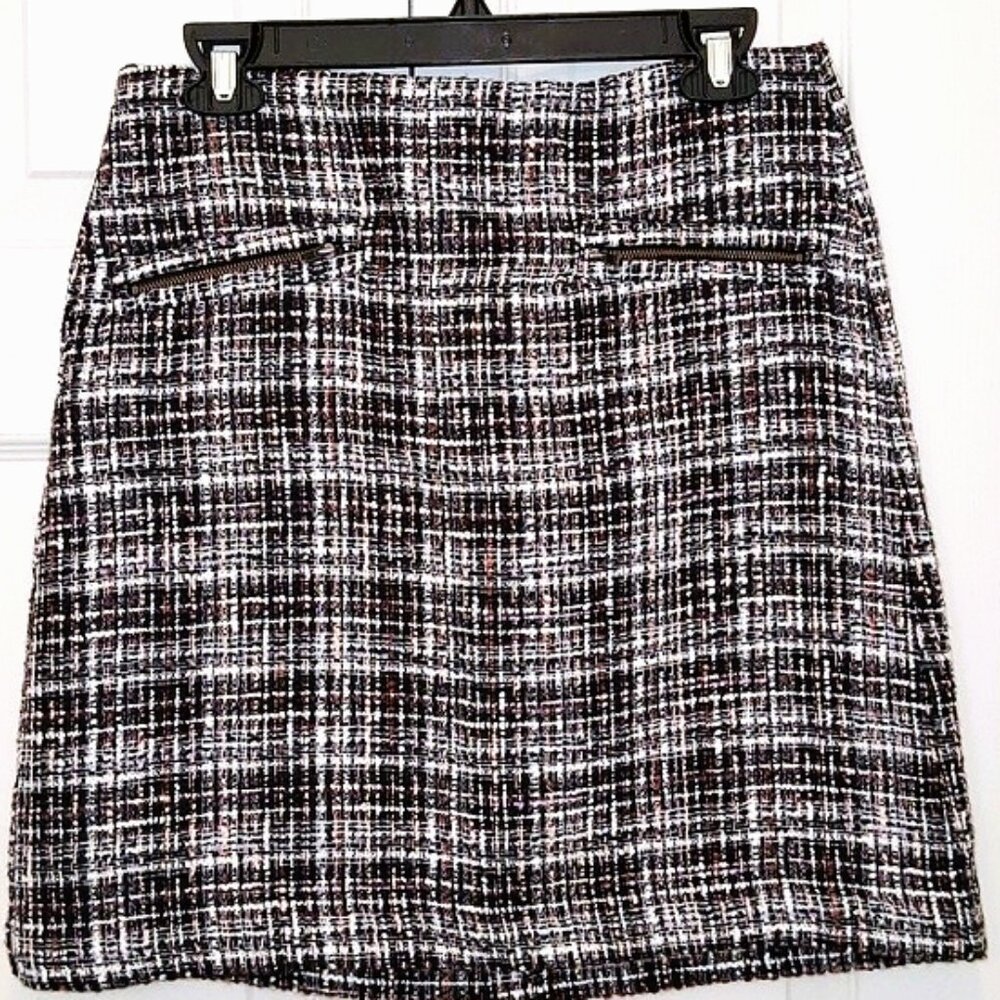 LOFT Tweed Mini Skirt - Black, White, and Red